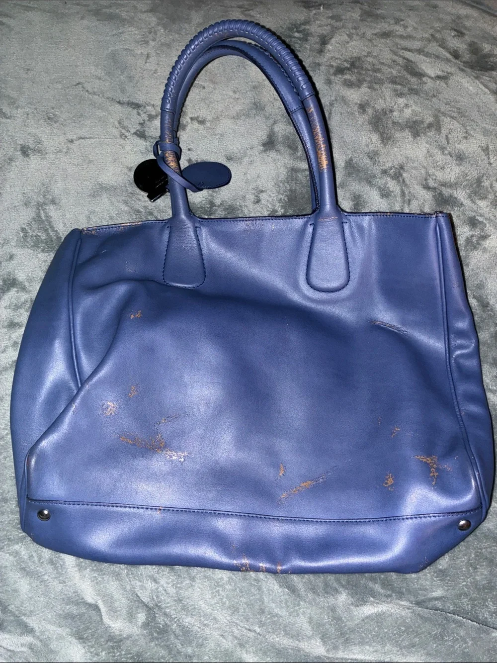 Salvatore Ferragamo Blue Leather Tote Classic Women’s Purse Handbag - Picture 3 of 13